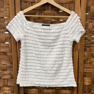 Vintage White Ruffled Women's Top